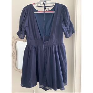 Back Ribbon Puff Mini Dress